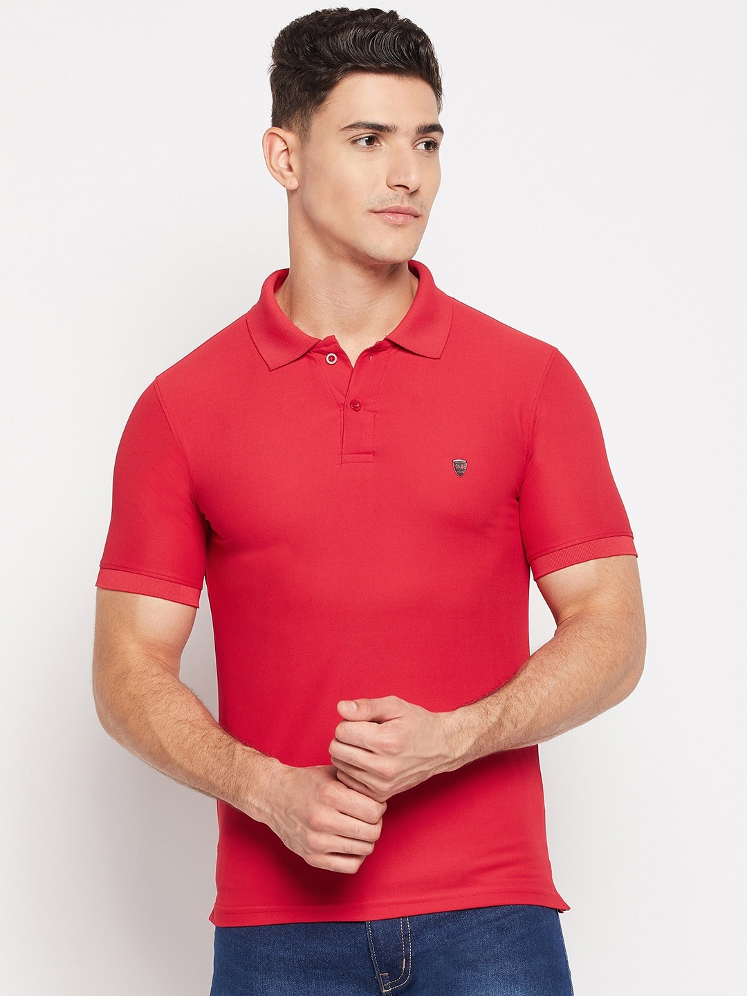 

Okane Polo Collar Short Sleeves Cotton T-shirt, Red