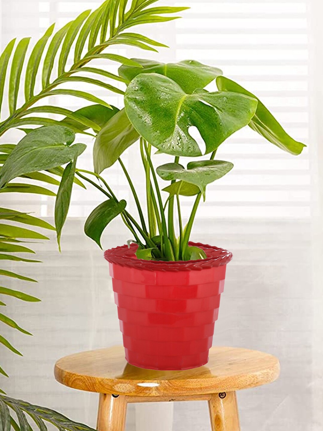 

Kuber Industries Brown Brick Textured Plastic Planter, Red