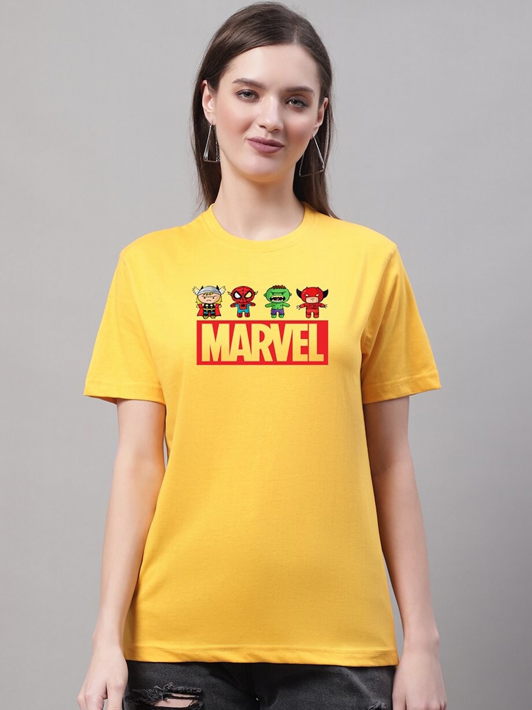 

Miaz Lifestyle Marvel Printed Pure Cotton T-shirt, Yellow