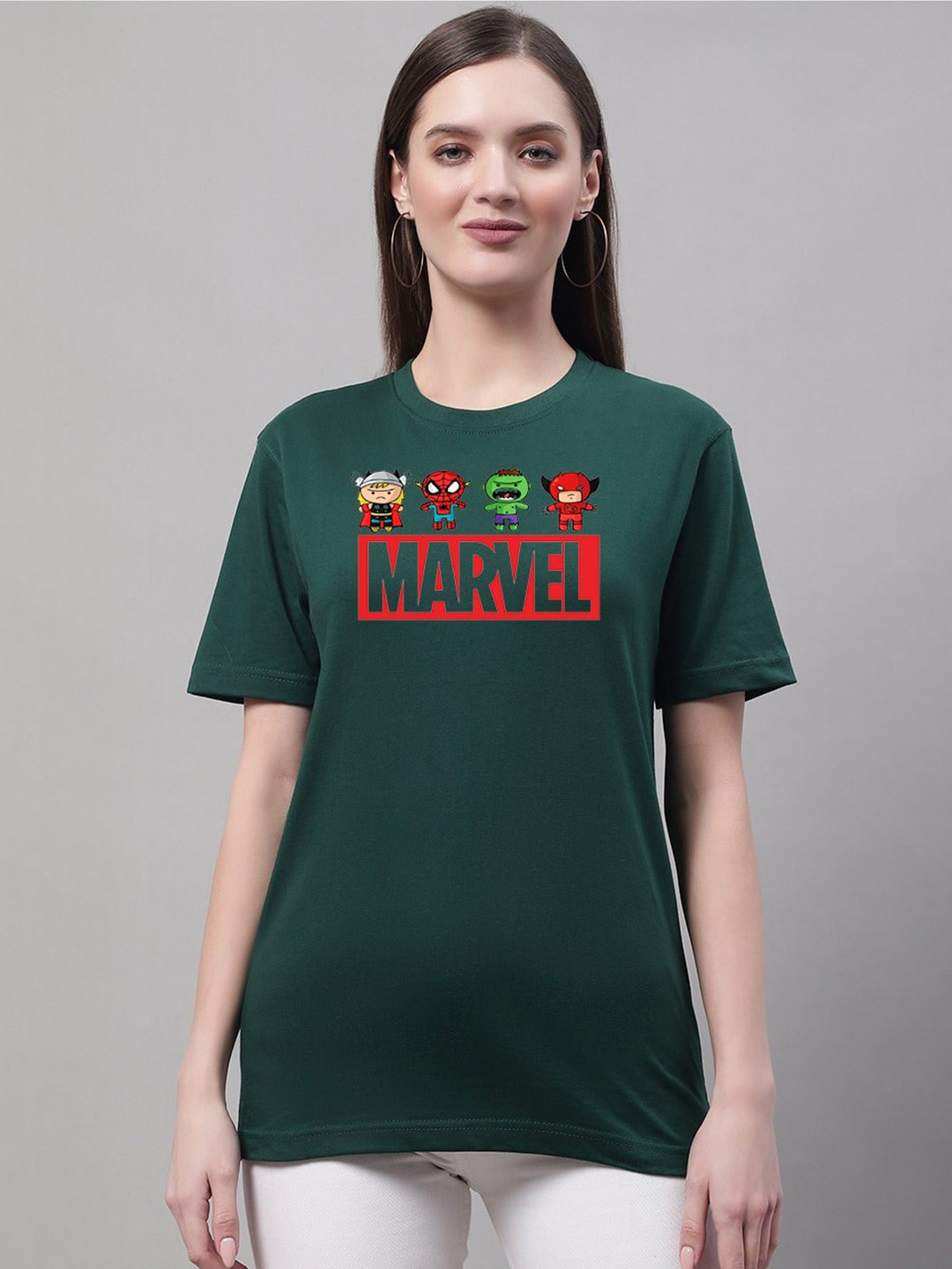 

Miaz Lifestyle Marvel Printed Cotton Running T-shirt, Green
