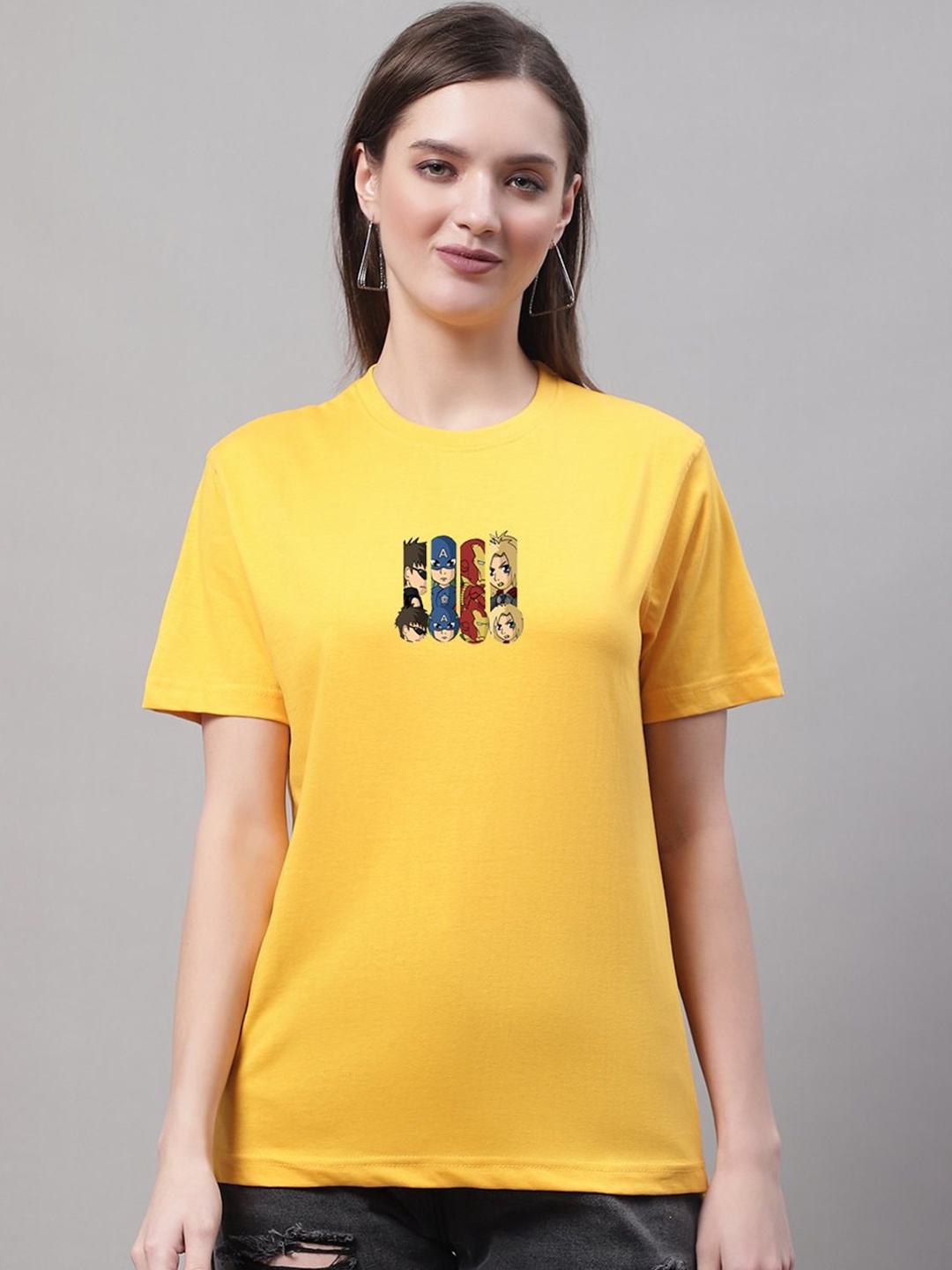

Miaz Lifestyle Avenger Printed Pure Cotton T shirt, Yellow