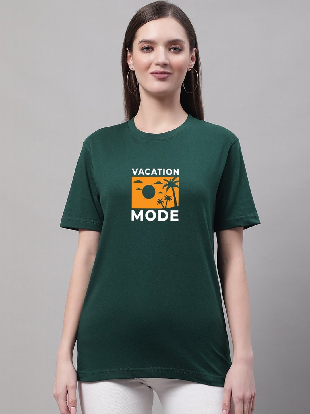 

Miaz Lifestyle Typography Printed Pure Cotton T-shirt, Green