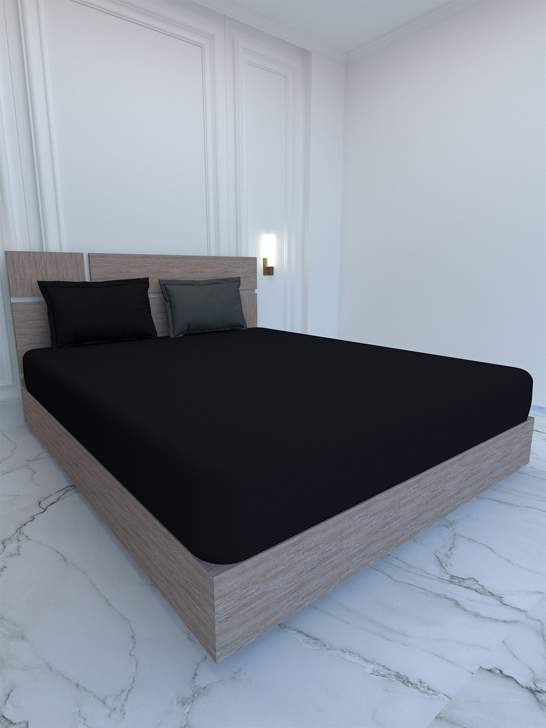 

Pure Decor Pure Cotton Black & Grey 400 TC King Bedsheet with 2 Pillow Covers