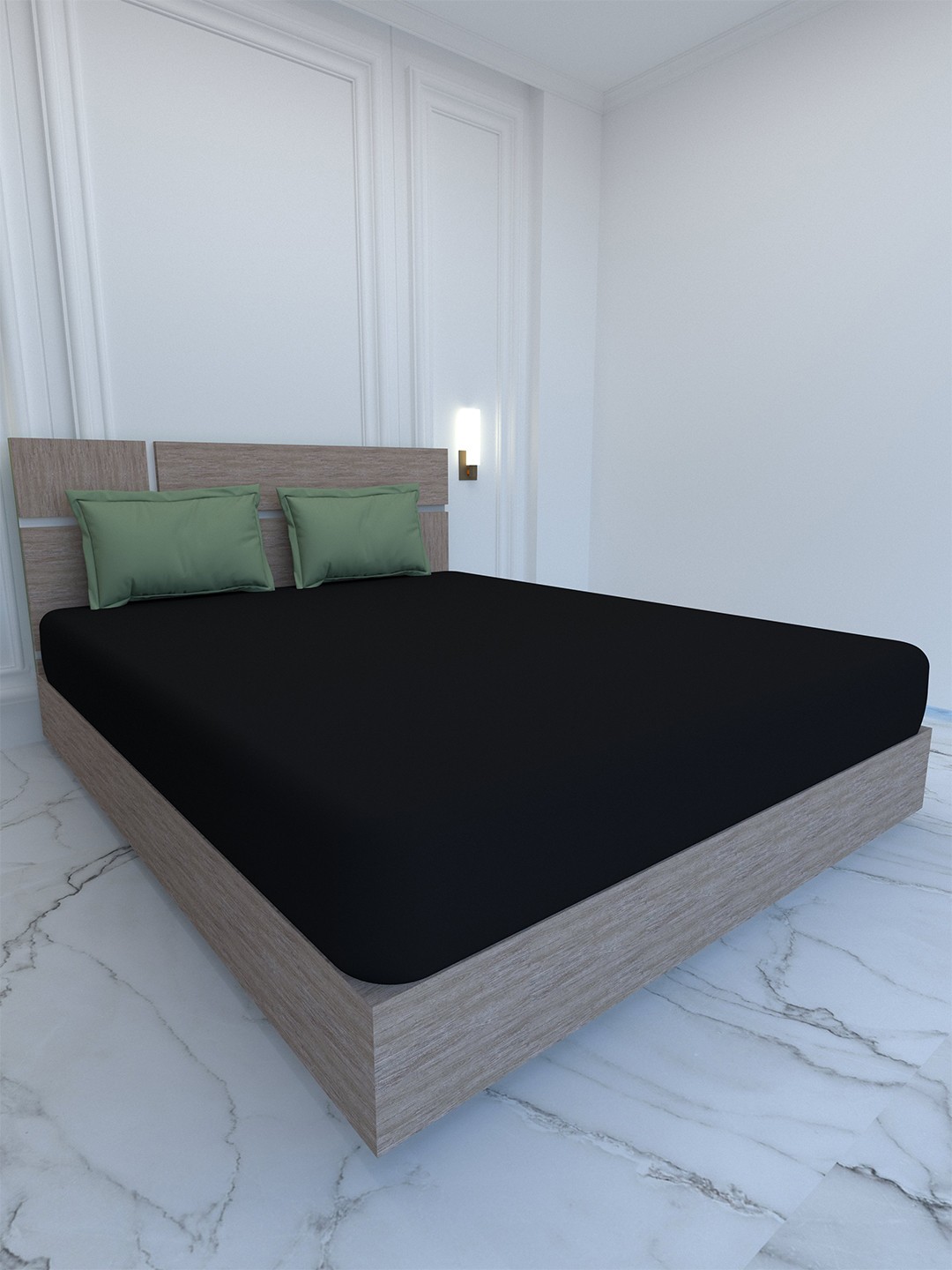 

Pure Decor Black & Green Pure Cotton 400 TC King Bedsheet with 2 Pillow Covers