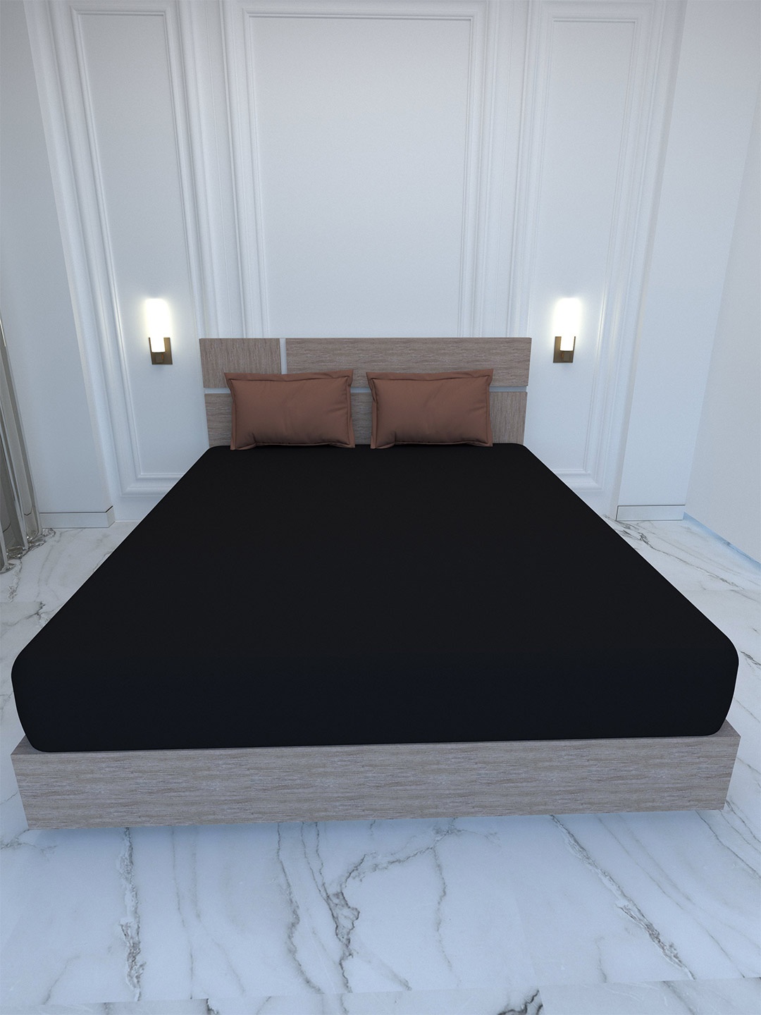 

Pure Decor Palace Black & Brown 400 TC Pure Cotton King Bedsheet & Pillow Covers