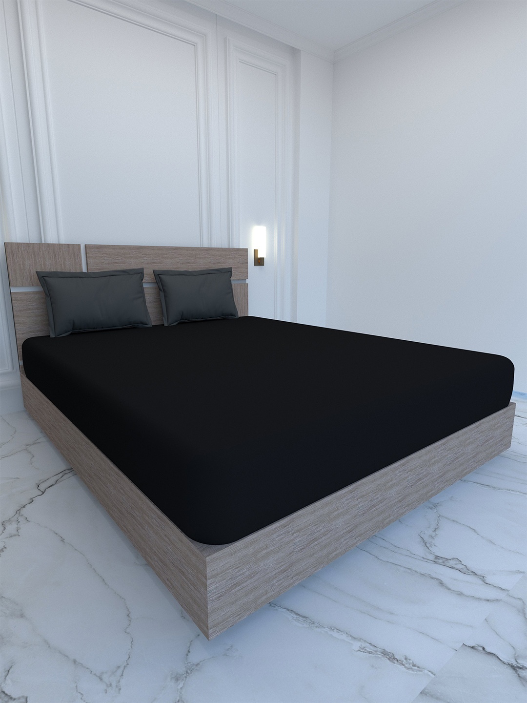 

Pure Decor Palace Black & Charcoal 400 TC Pure Cotton King Bedsheet & Pillow Covers