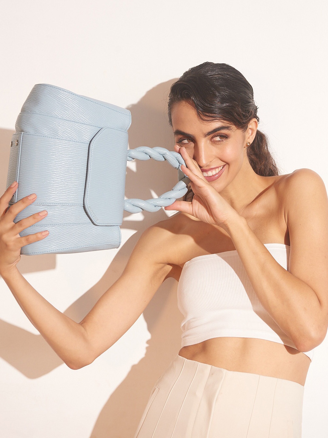 

Clotche Leather Structured Handheld Bag, Blue