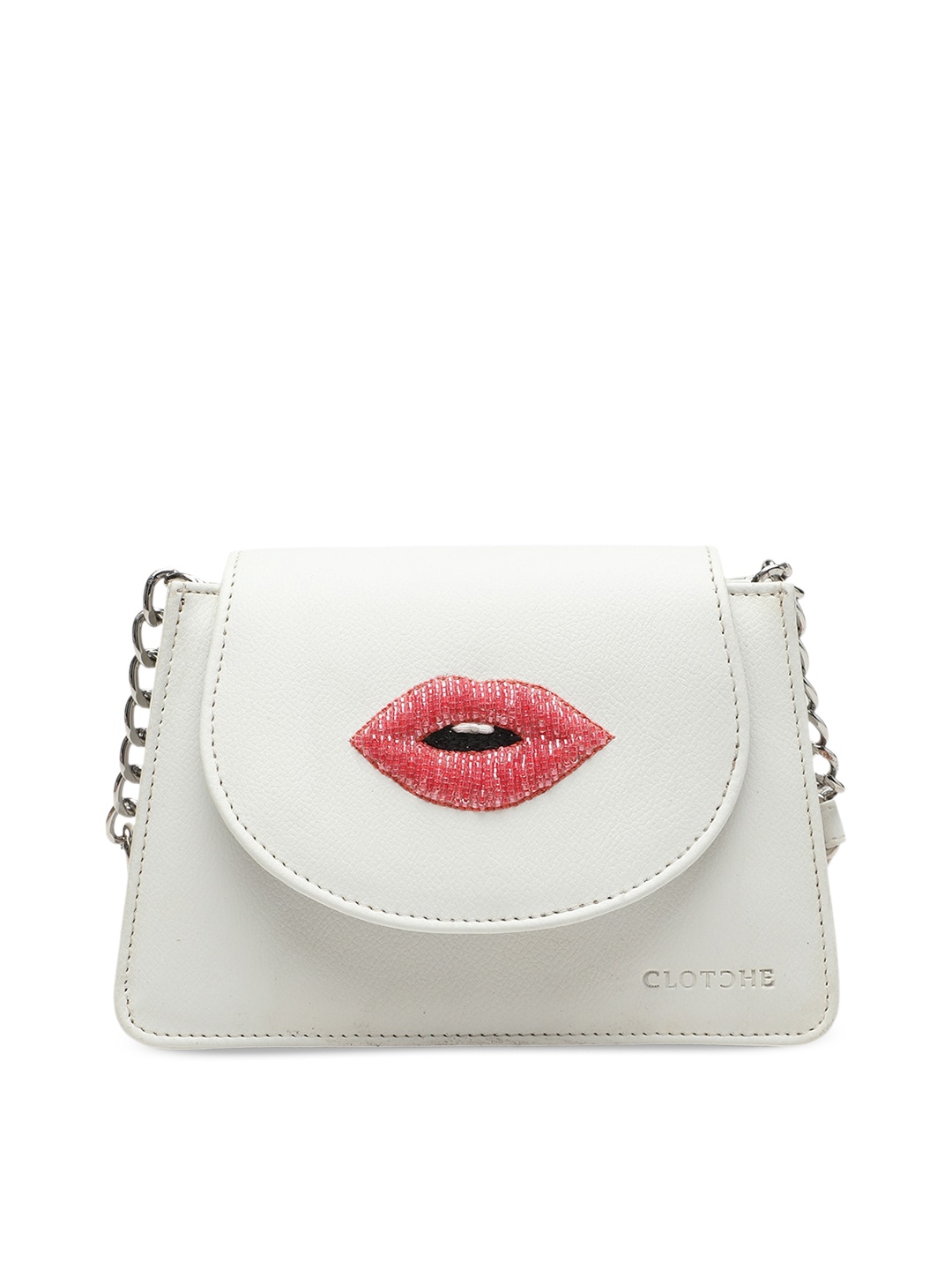 

Clotche Embellished Faux Leather Shoulder Bag, White