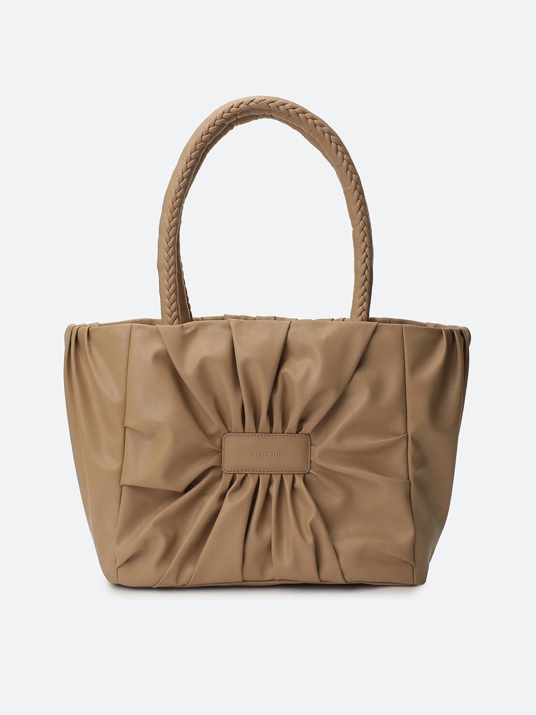 

Clotche Leather Structured Shoulder Bag, Beige
