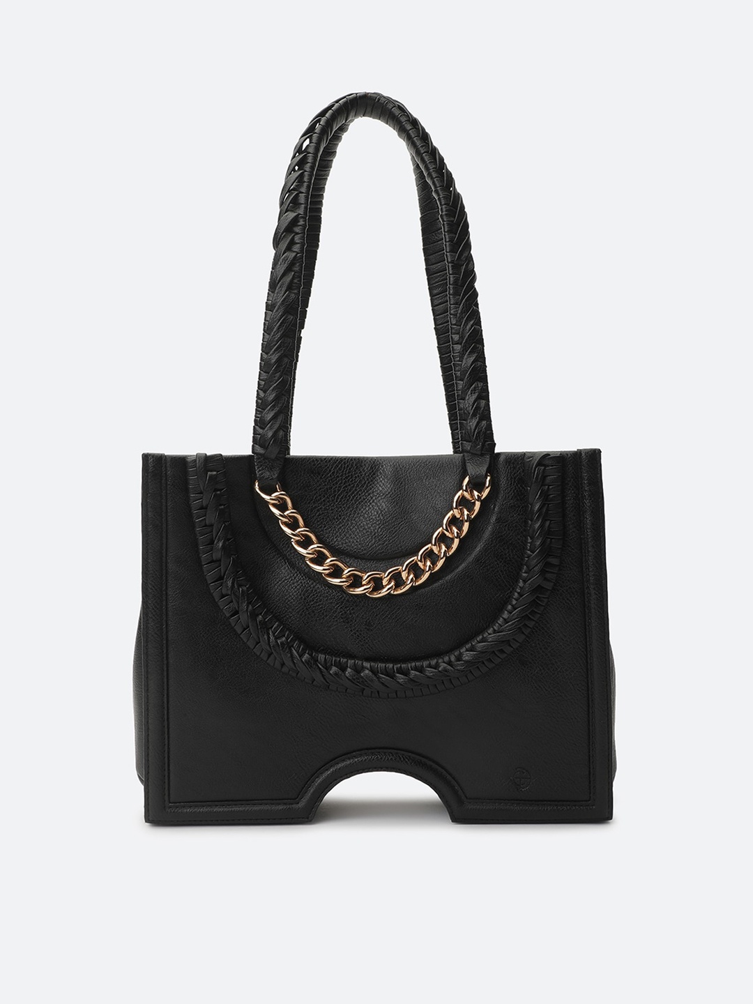 

Clotche Textured Leather Structured Handheld Bag, Black