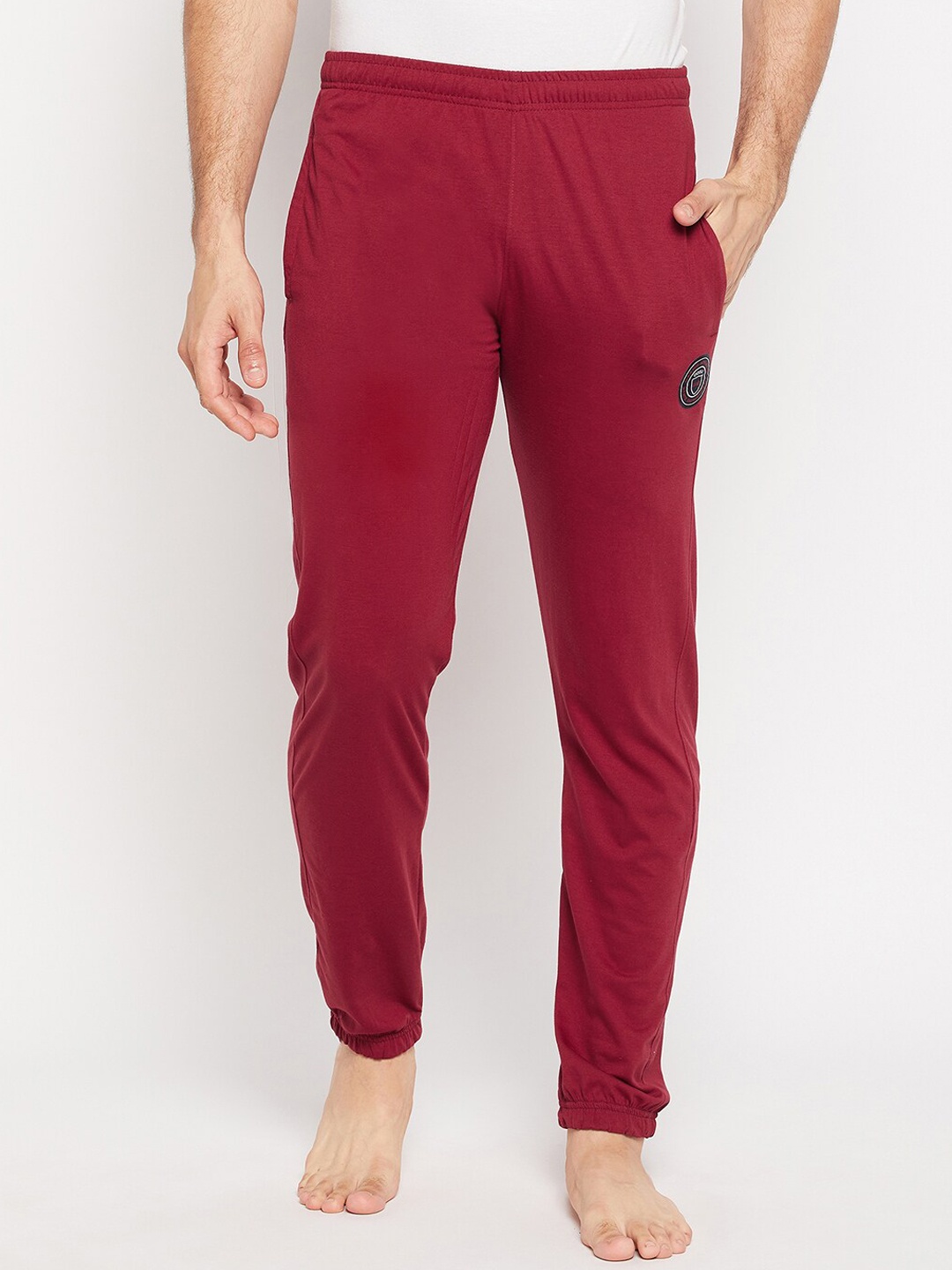 

Okane Men Mid-Rise Cotton Lounge Joggers, Red