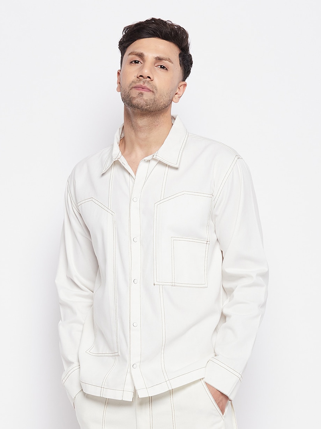 

FUGAZEE Geometric Printed Casual Shirt, White