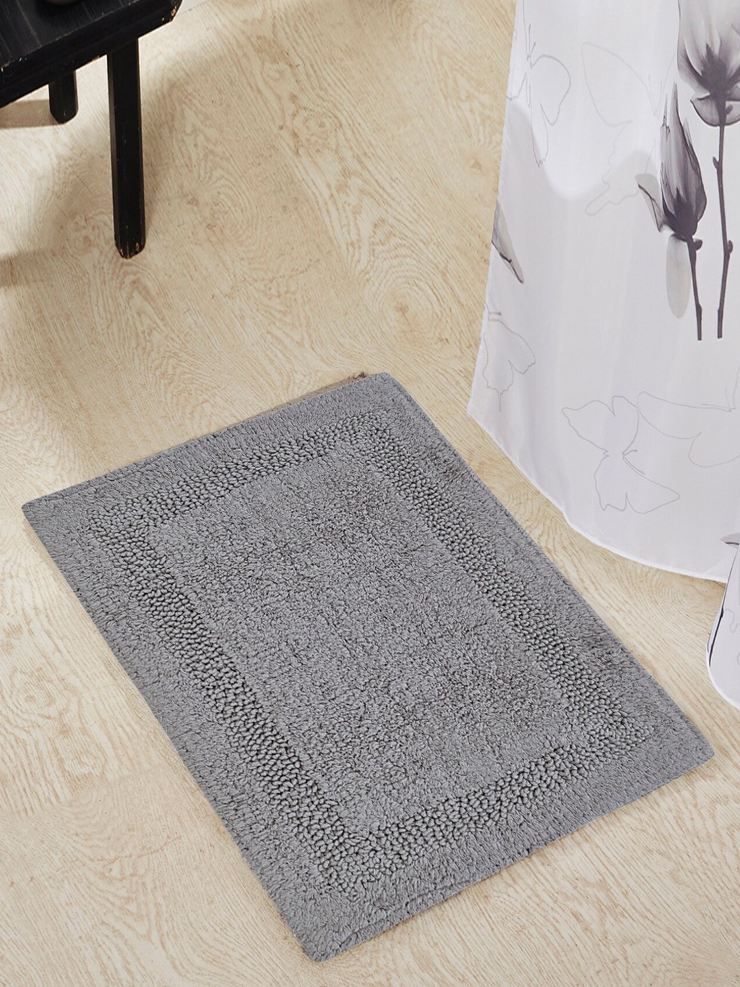 

OBSESSIONS Grey 2050 GSM Anti-Skid Reversible Pure Cotton Bathmat