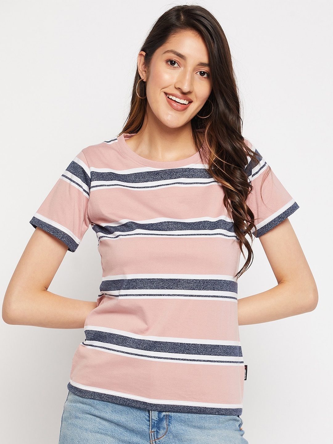 

FirstKrush Women Purple Striped T-shirt