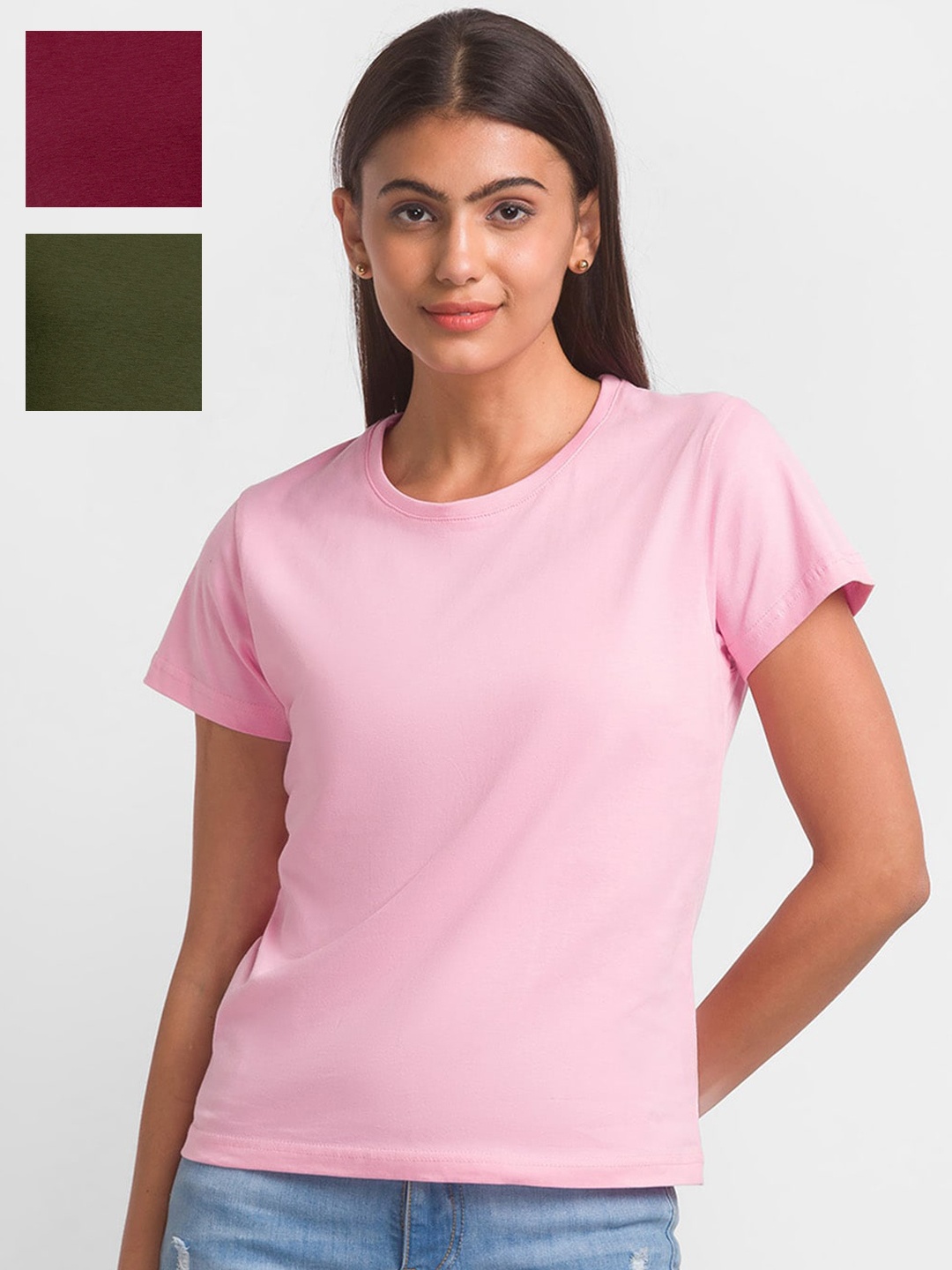 

NOIRA Women Pack Of 3 Cotton Lounge Tshirts, Pink