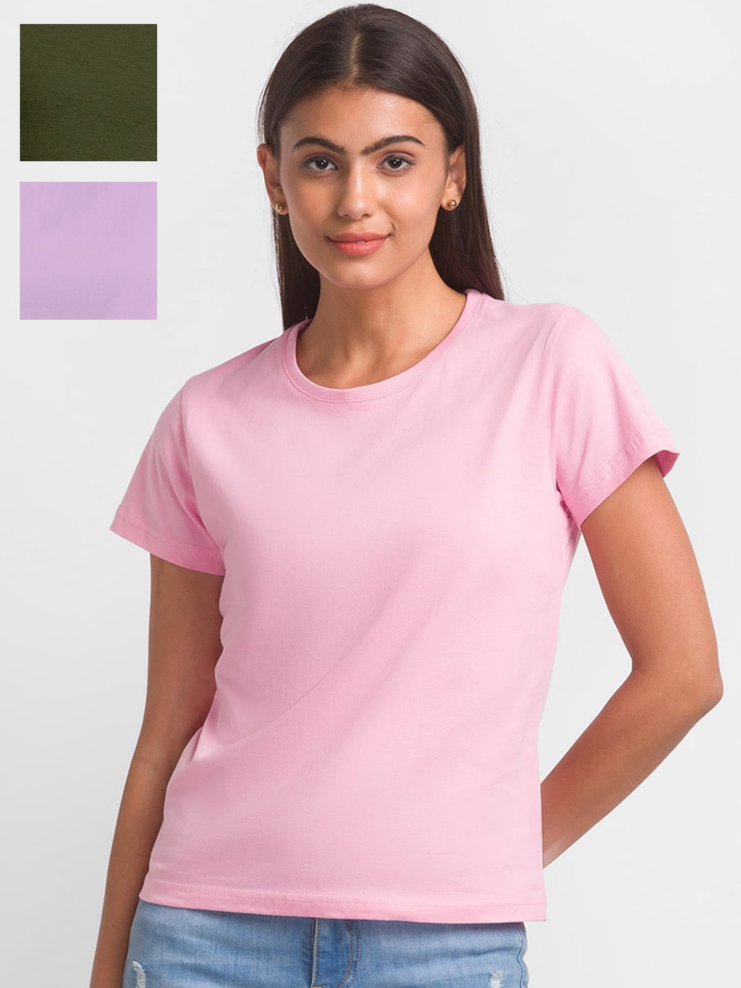 

NOIRA Pack Of 3 Cotton T-shirt, Pink