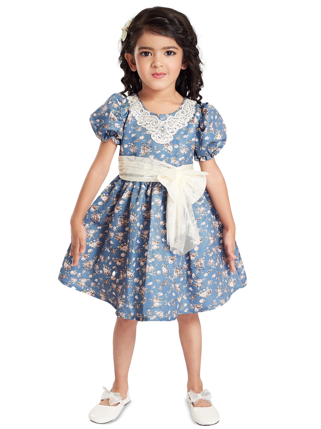 

Peppermint Girls Floral Fit & Flare Dress, Blue