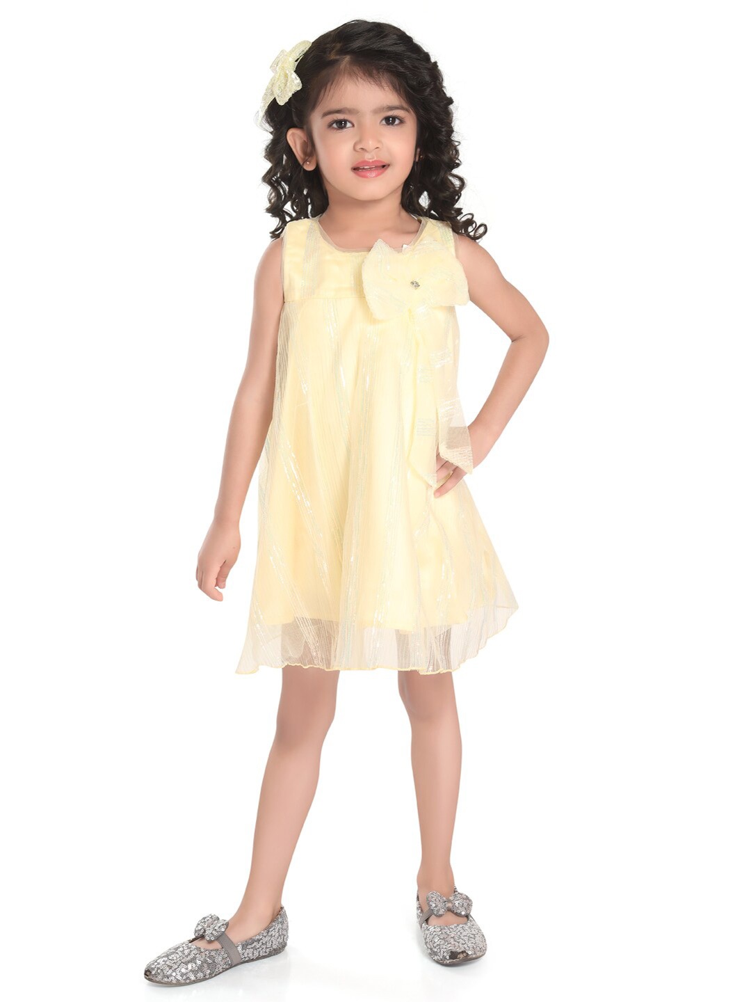 

Peppermint Girls Embellished Sequined A-Line Dress, Yellow