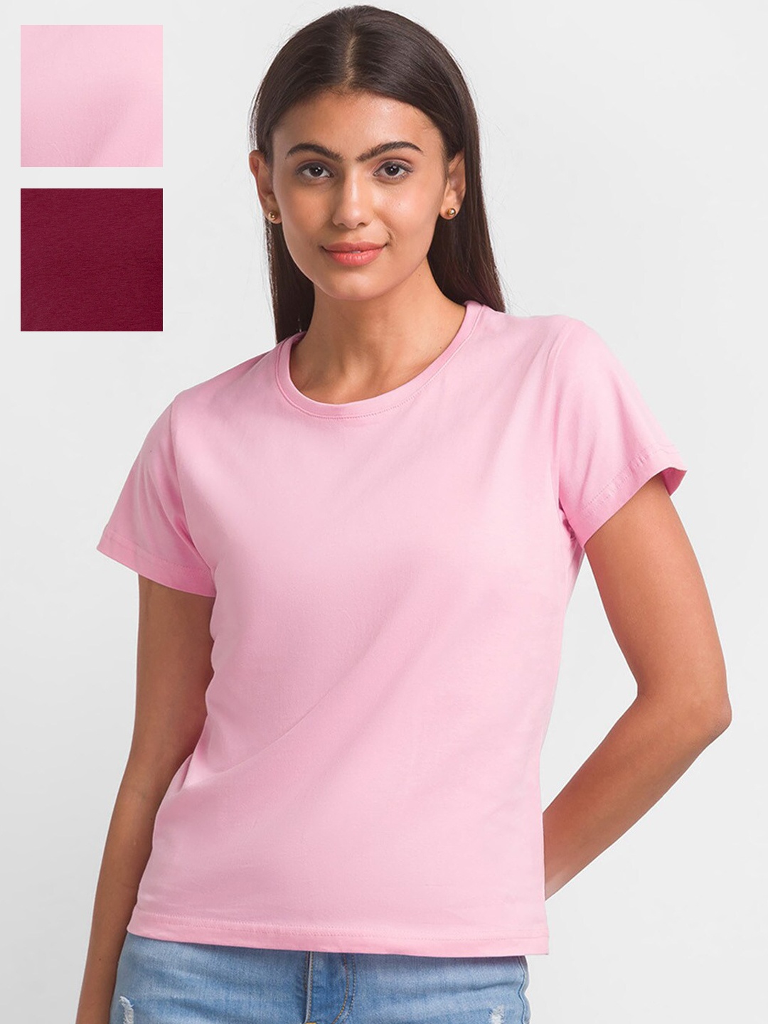

NOIRA Pack Of 3 Cotton T-shirt, Pink