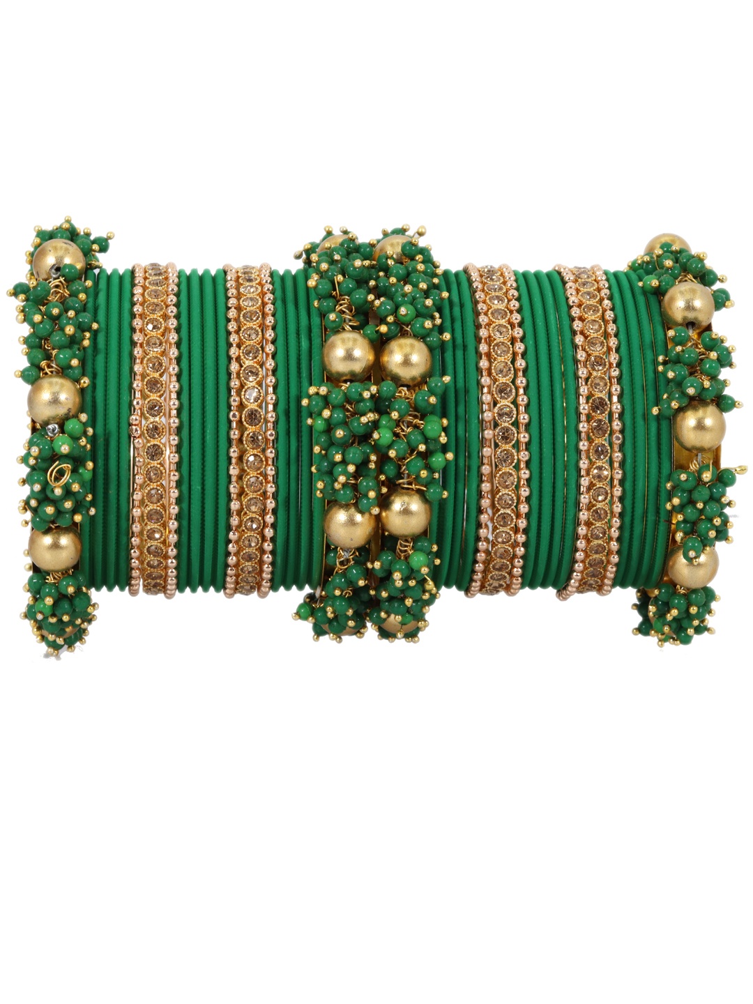 

NMII Set of 40 Gold-Plated Zircon Studded Bangles, Green