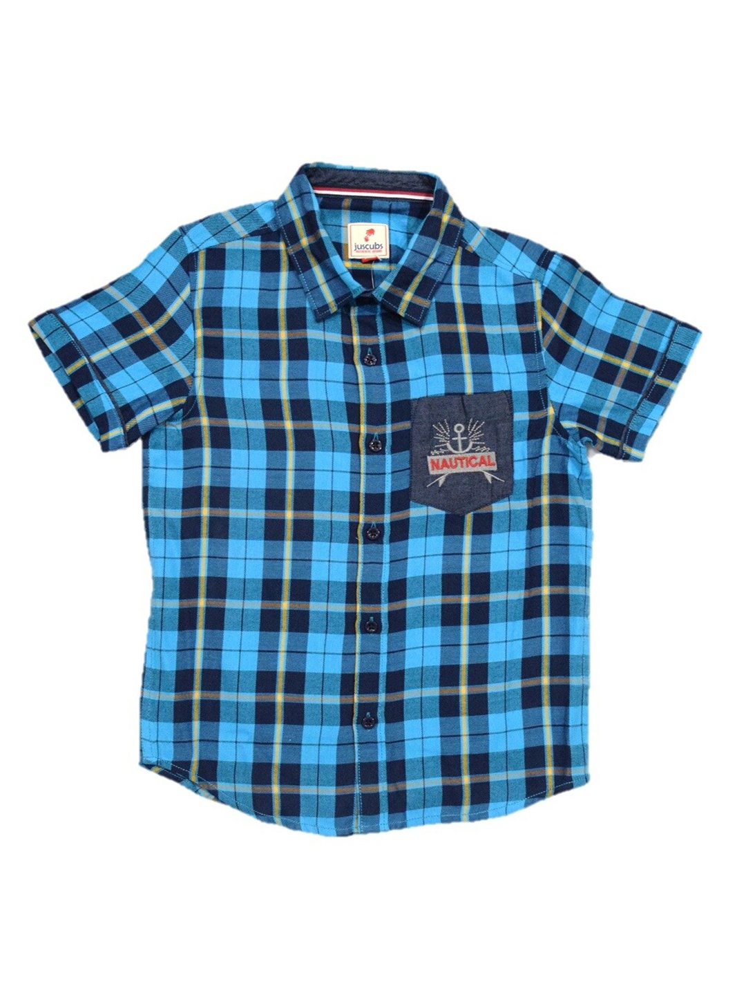 

JusCubs Boys Checks Cotton Casual Shirt, Blue