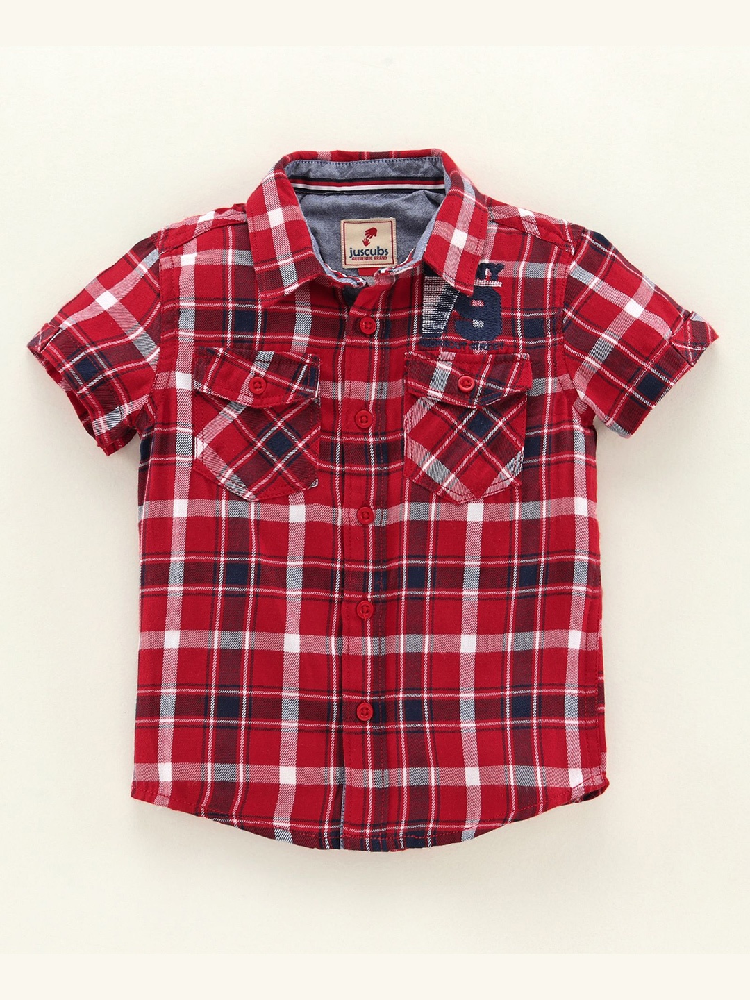 

JusCubs Boys Premium Tartan Checks Checked Pure Cotton Casual Shirt, Red