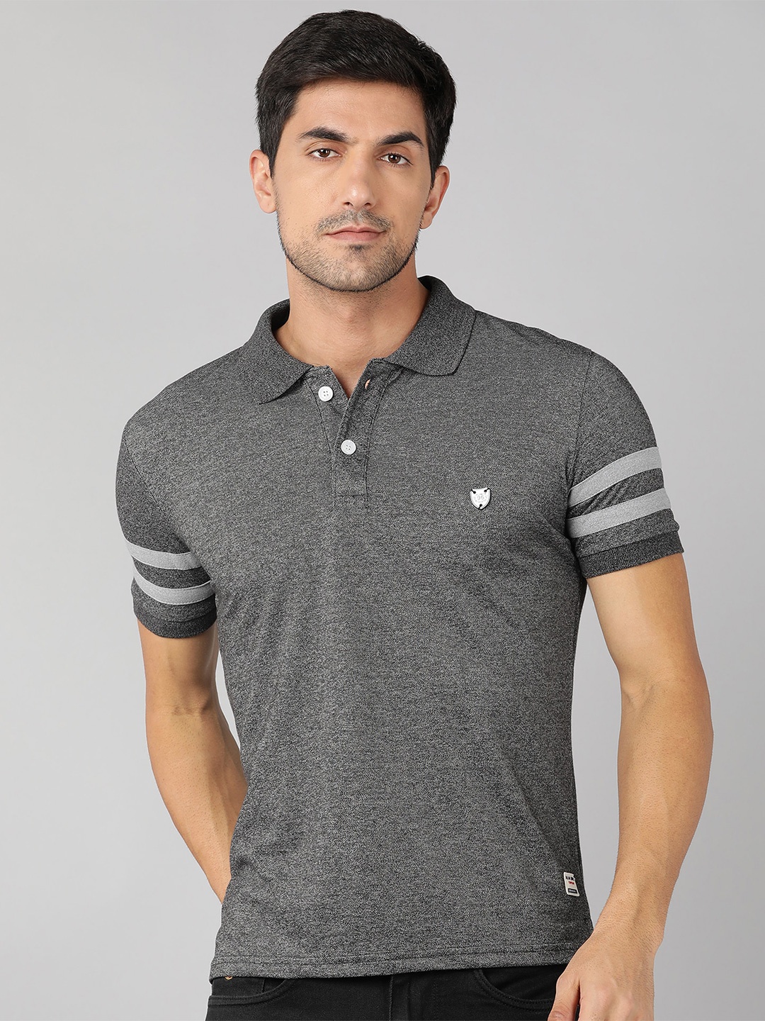 

Alan Jones Polo Collar Slim Fit T-shirt, Grey melange