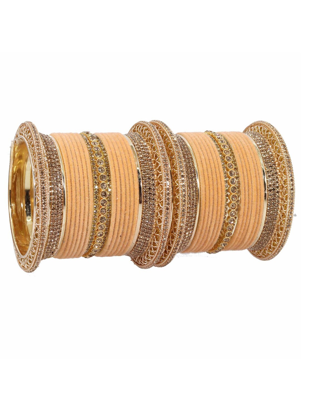 

NMII Set of 34 Gold-Plated Zircon Studded Bangles, Peach
