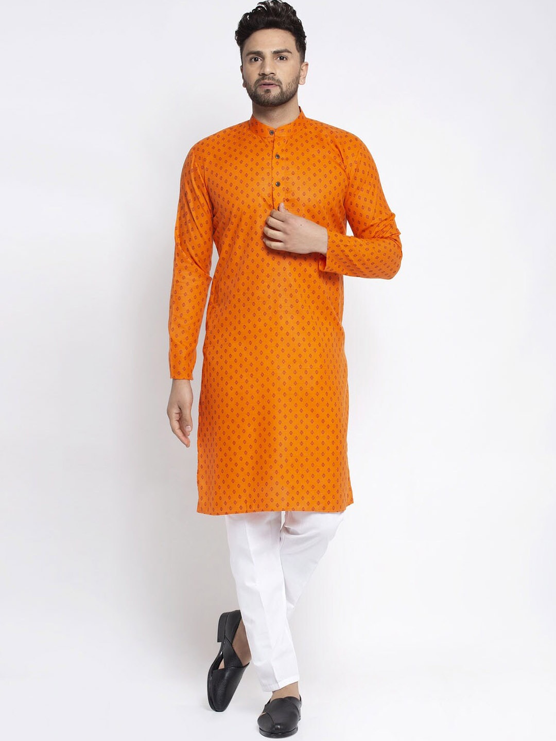 

Jompers Ethnic Motifs Printed Straight Kurta with Churidar, Orange