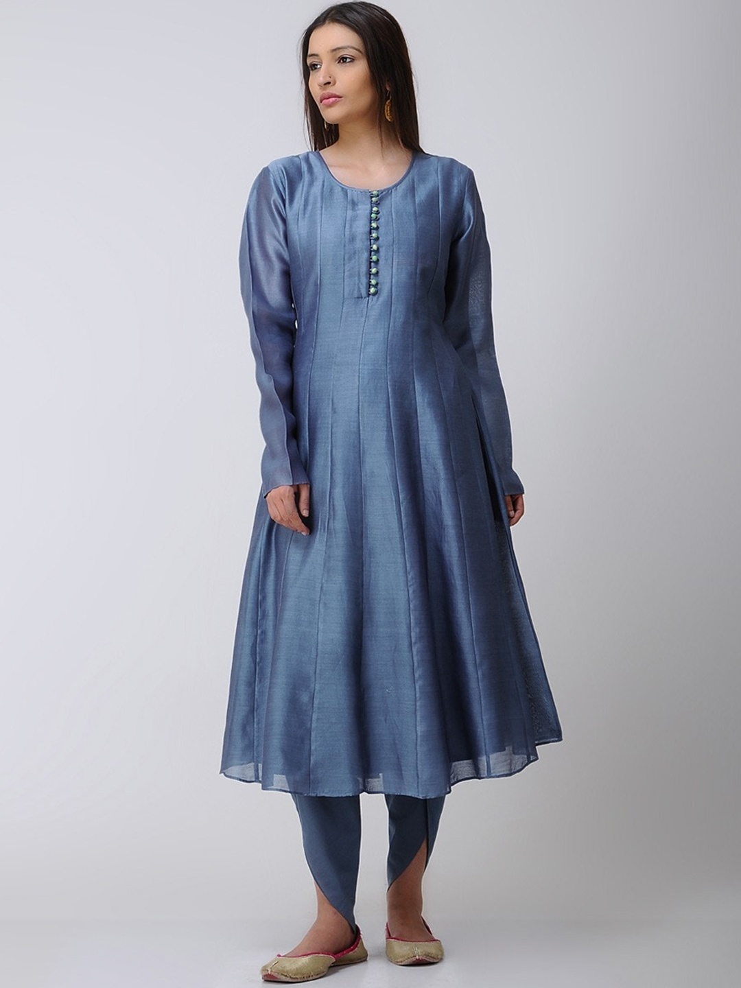 

SMRITI GUPTA Panelled Chanderi Cotton Anarkali Kurta, Navy blue