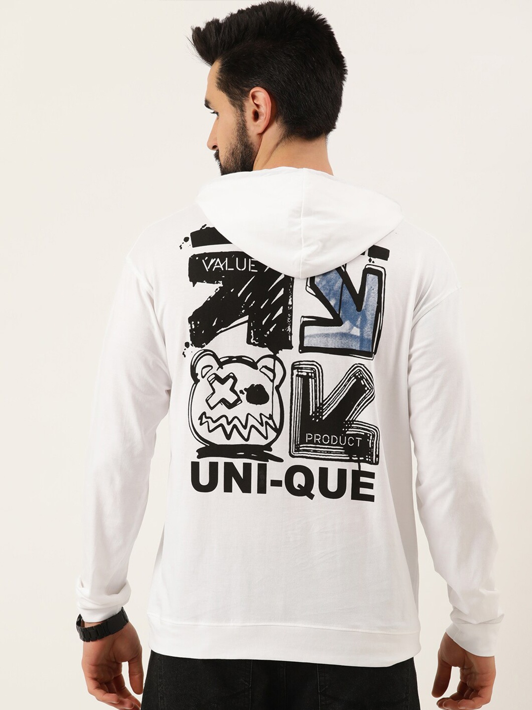 

Maniac Graphic Printed Hooded Cotton Slim Fit T-shirt, White