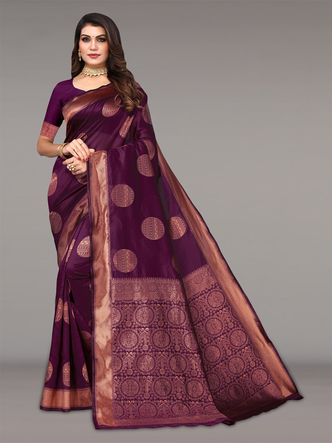 

Pisara Ethnic Motifs Woven Design Zari Silk Cotton Saree, Magenta