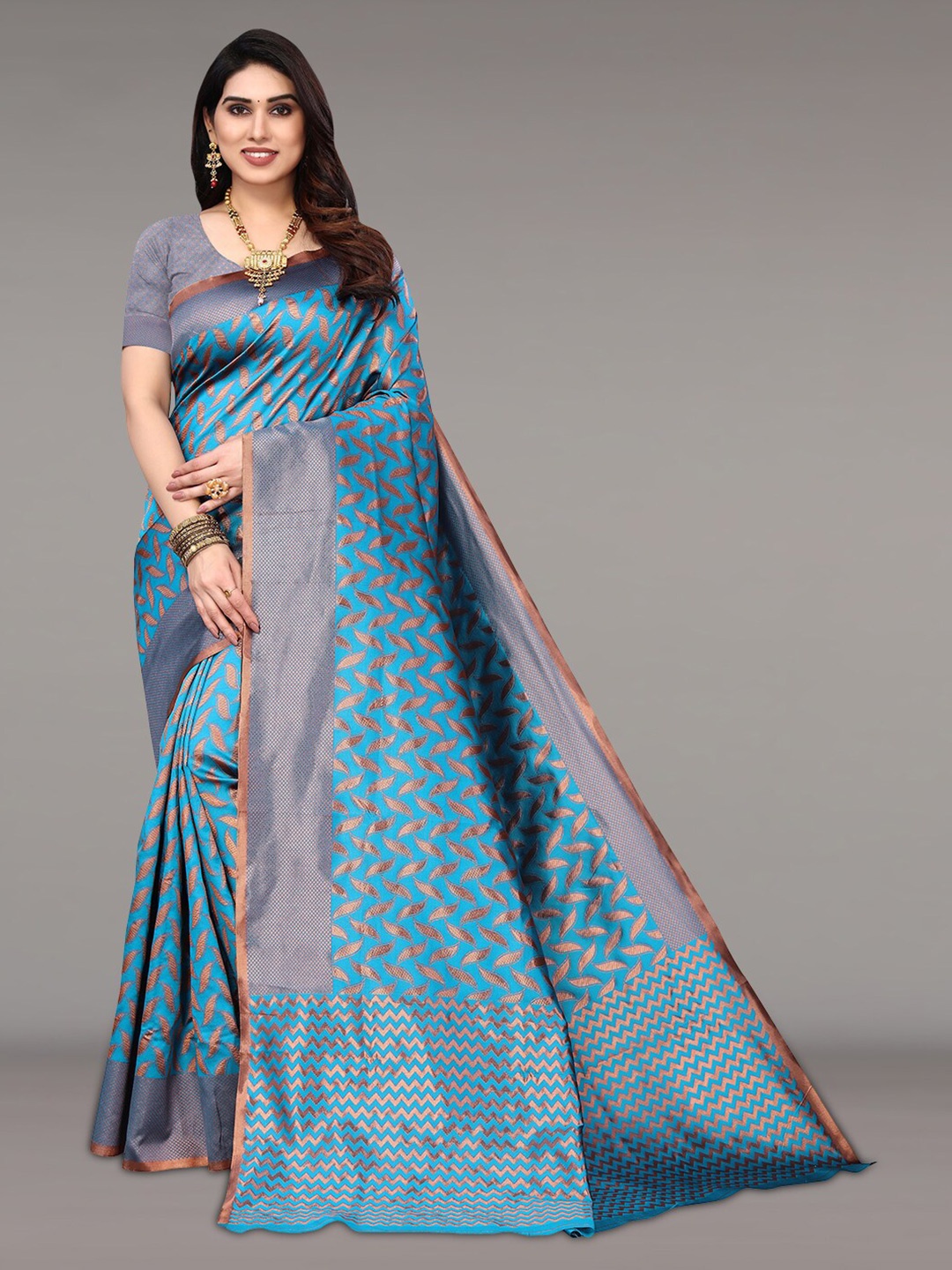 

Pisara Woven Design Zari Silk Cotton Saree, Blue
