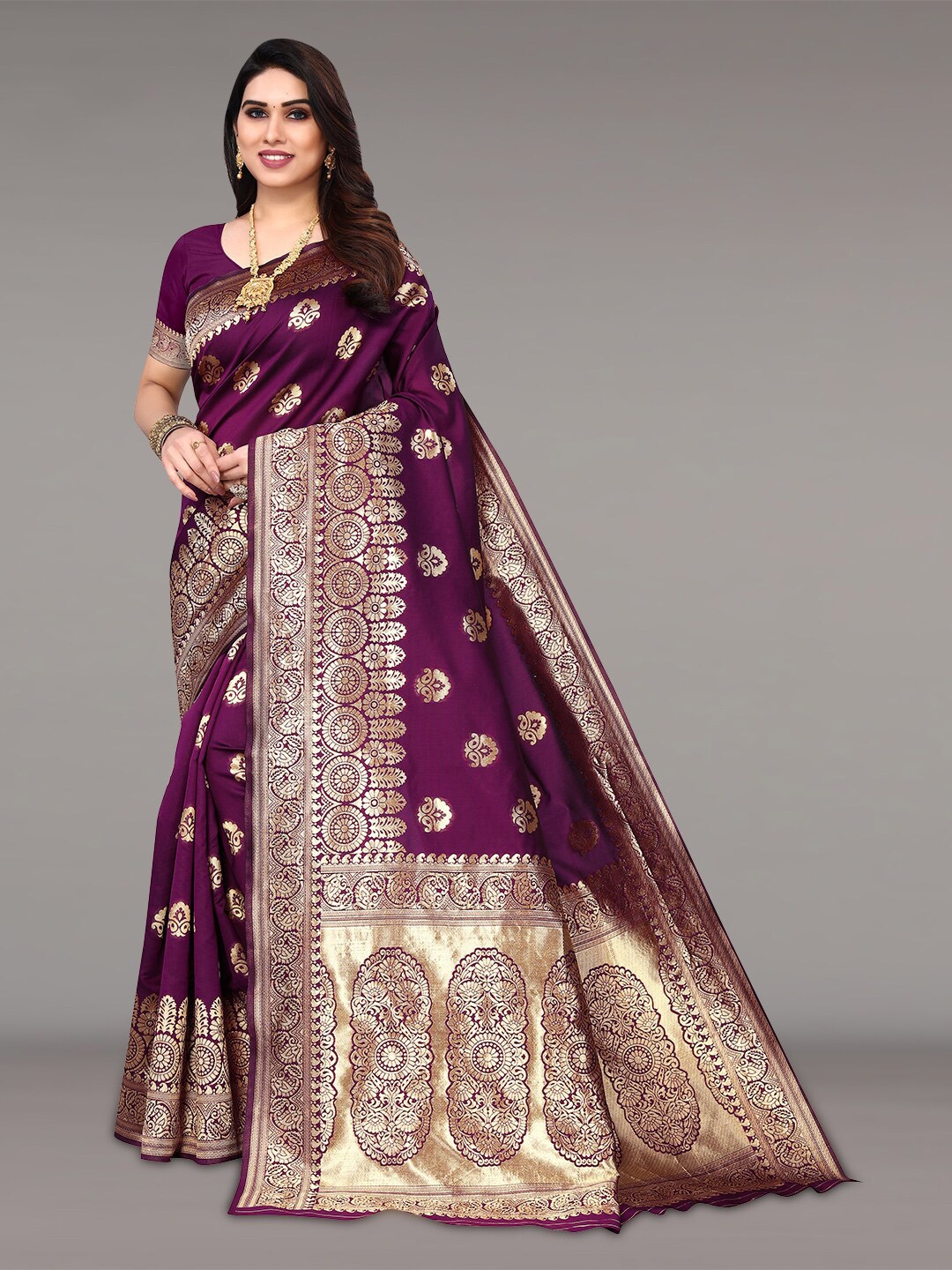 

Pisara Ethnic Motif Zari Silk Cotton Banarasi Saree, Magenta