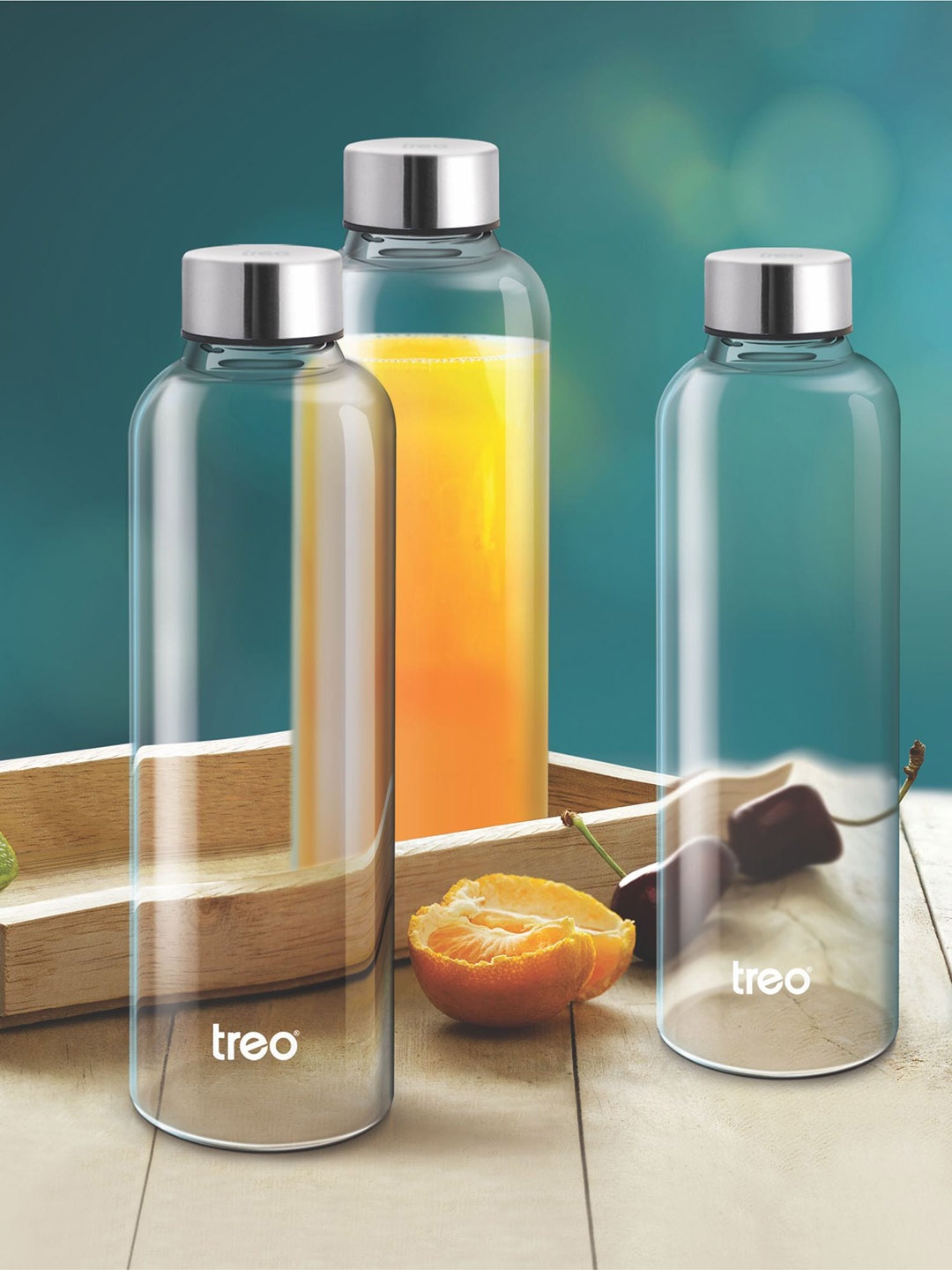 

Treo Borosilicate Clarion Gift Set 3 Pieces Glass Bottle 1 L Each, Transparent