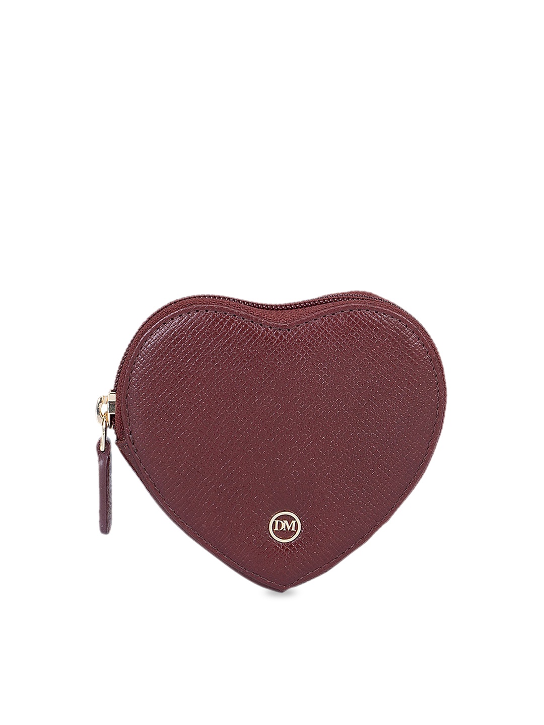 

Da Milano Textured Leather Heart Shape Travel Pouch, Maroon