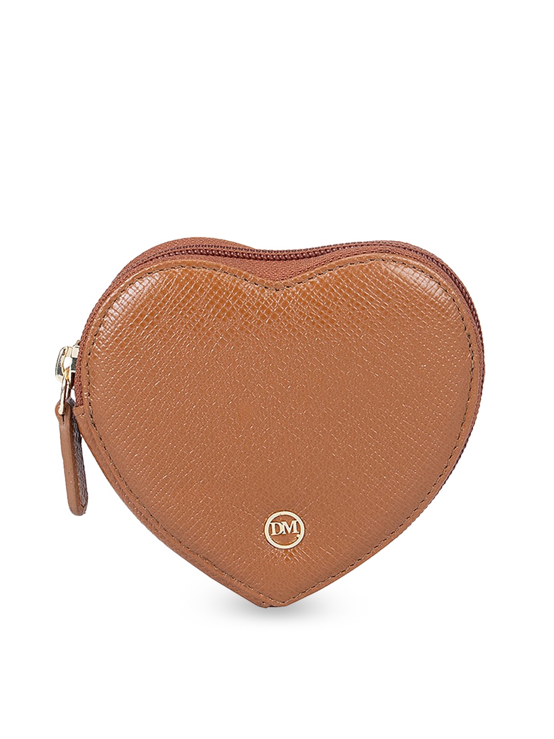 

Da Milano Textured Heart Shaped Travel Pouch, Brown