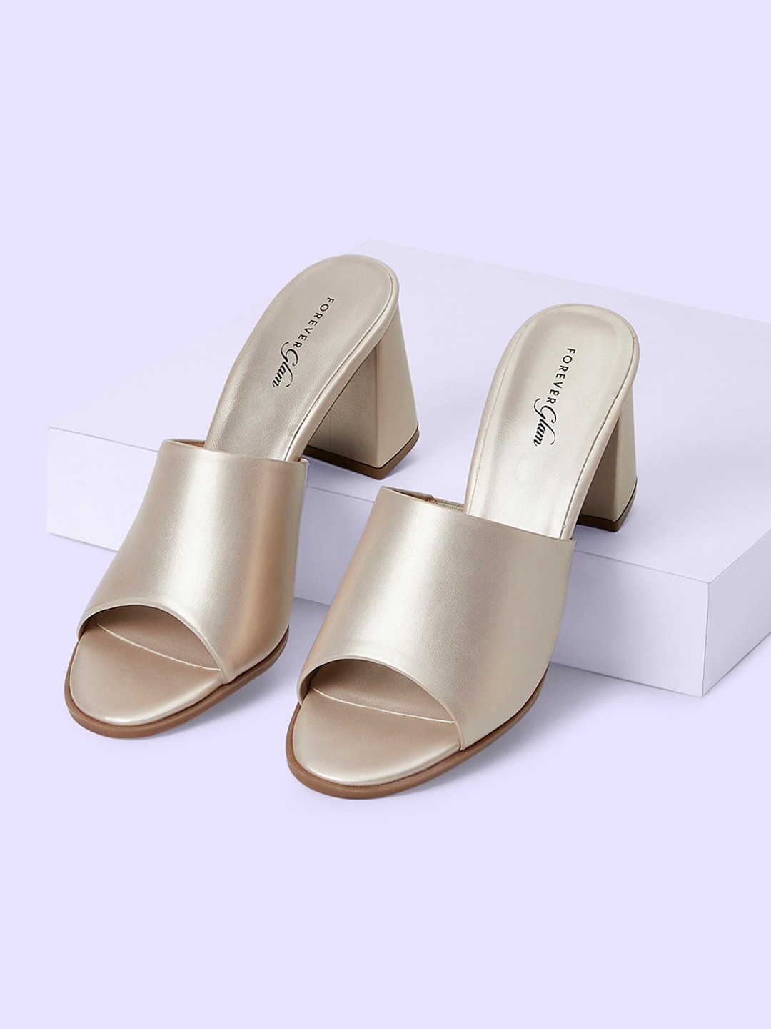 

Forever Glam by Pantaloons Peep Toe Block Heels, Gold