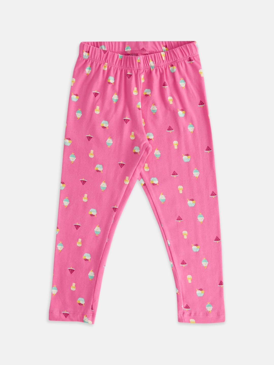 

Pantaloons Junior Girls Printed Churidar Length Cotton Leggings, Pink