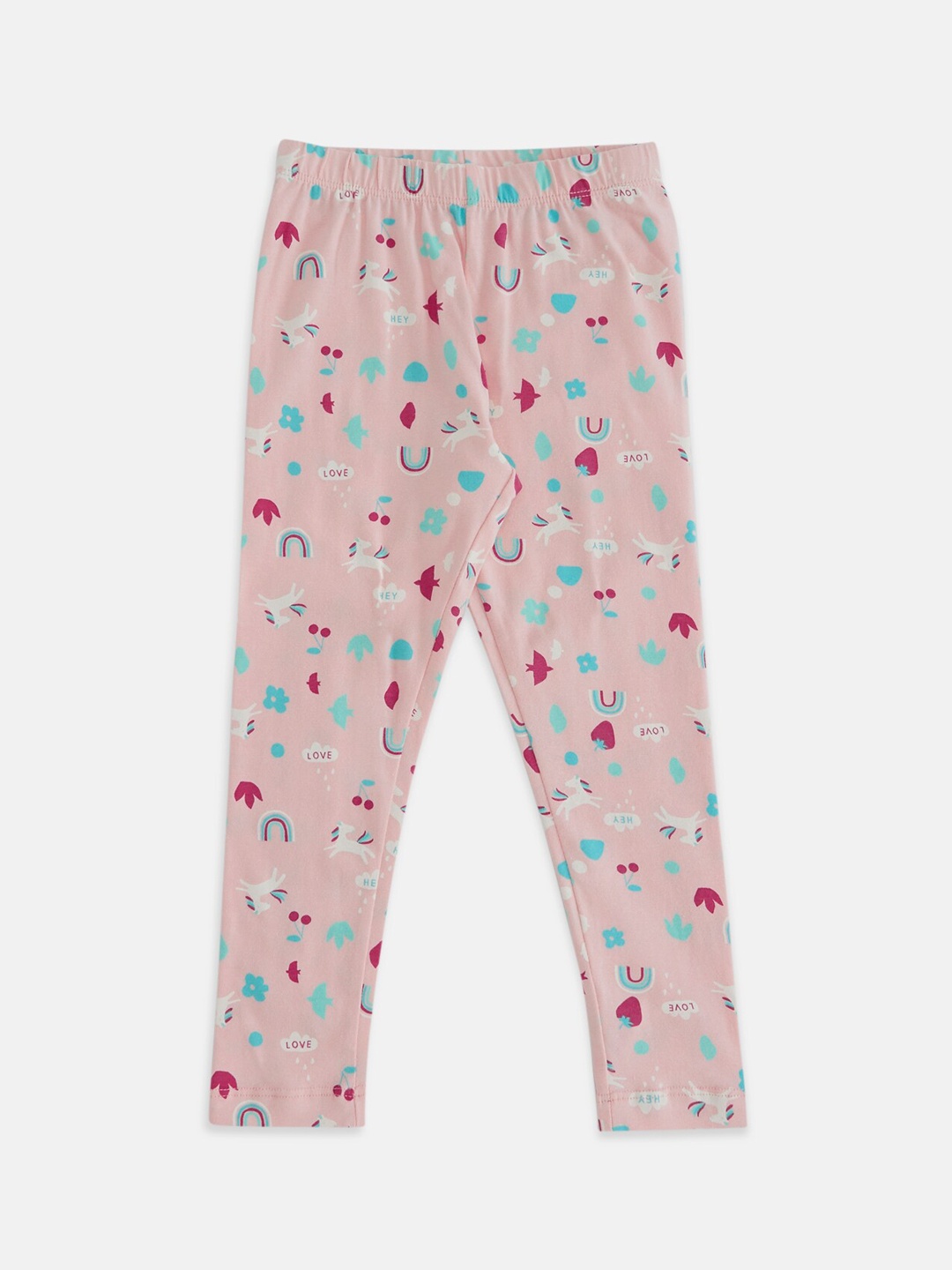 

Pantaloons Junior Girls Printed Churidar Length Cotton Leggings, Peach