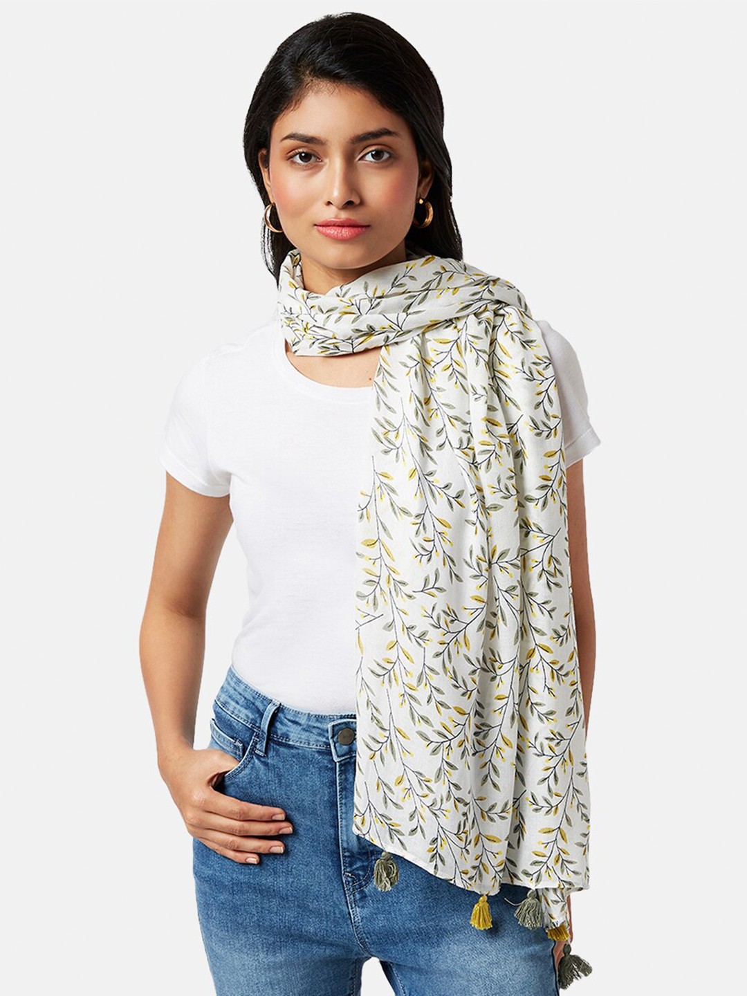

Honey by Pantaloons Women Printed Scarf With Tasselled, Off white