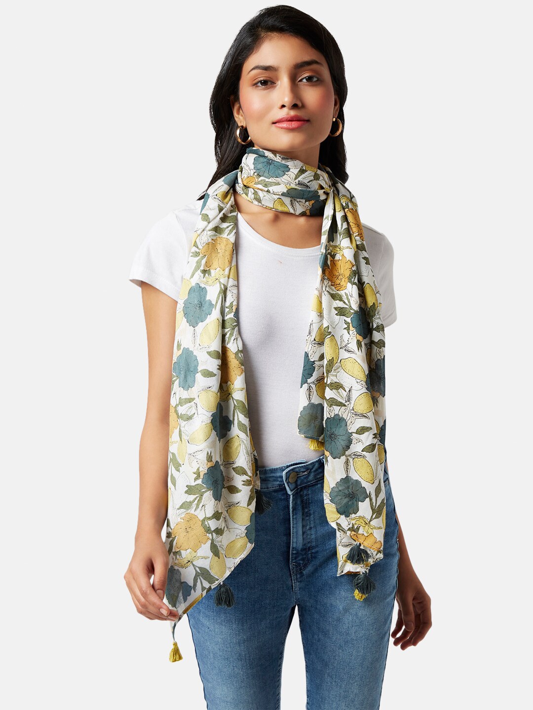 

Honey by Pantaloons Women Printed Scarf With Tasselled, Green