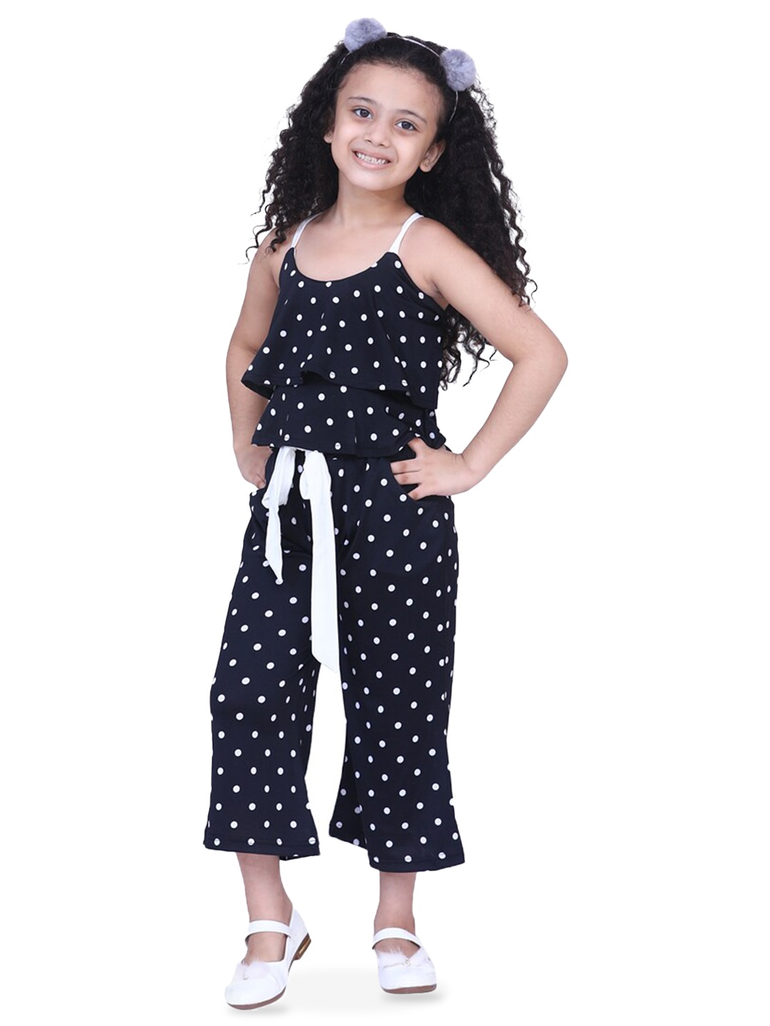 

Aj DEZInES Girls Printed Top with Trousers, Black