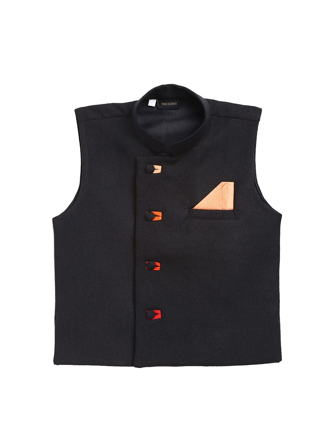 

Aj DEZInES Boys Nehru Jackets With Pocket Square, Black