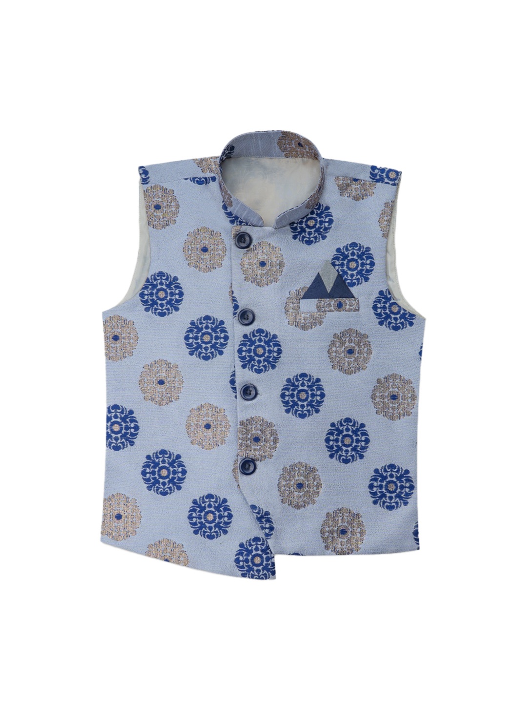 

Aj DEZInES Boys Woven Design Nehru Jacket With Pocket Square, Grey