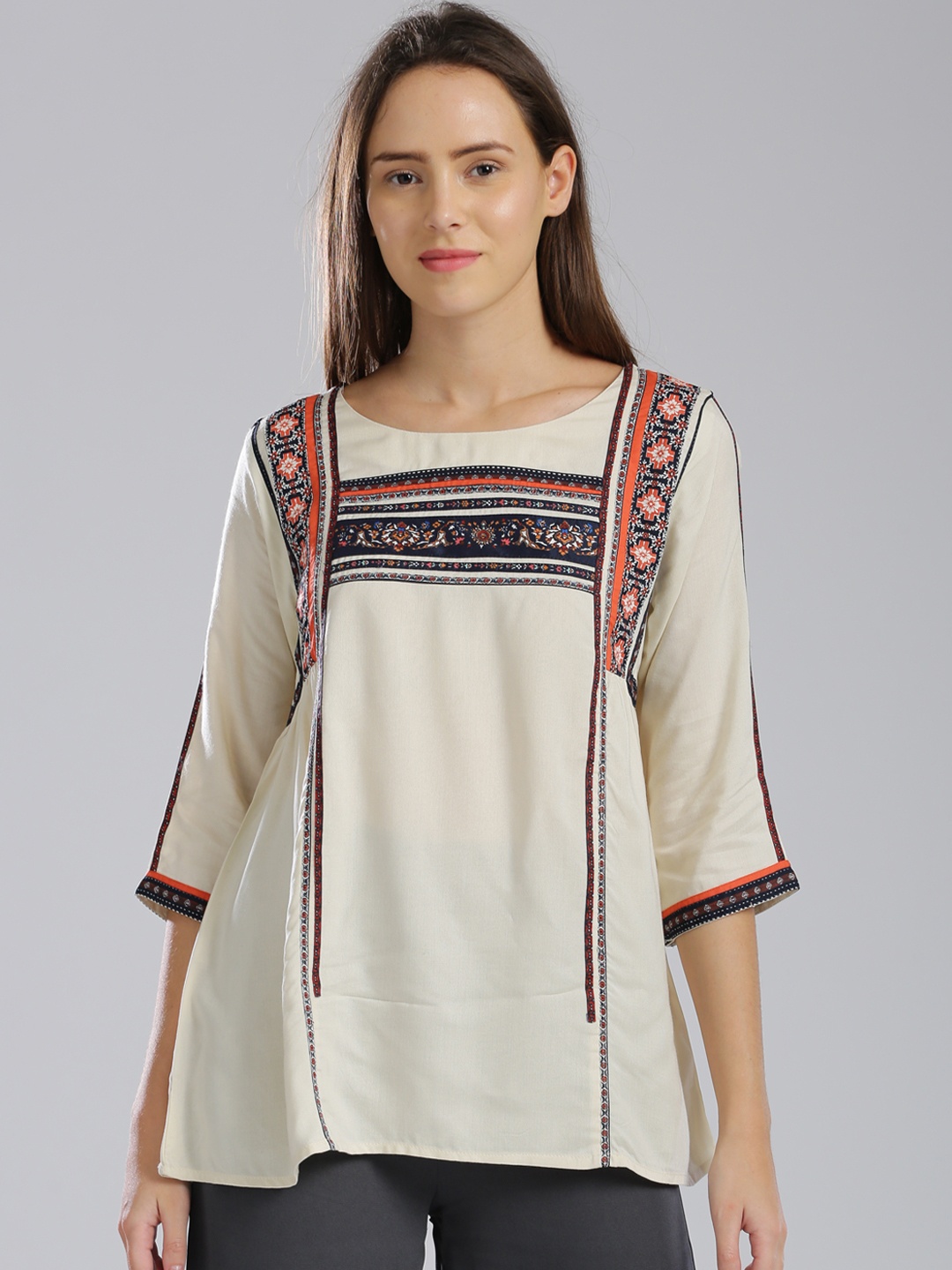 

W Women Beige Solid Top