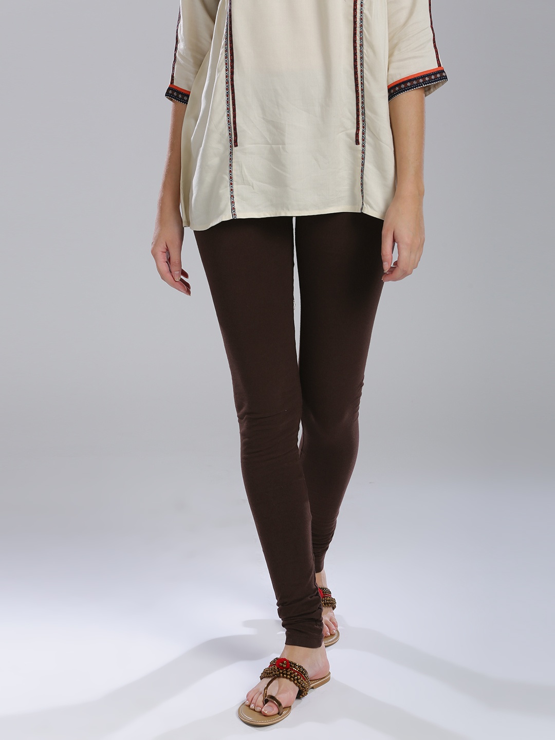 

W Cotton Leggings, Coffee brown