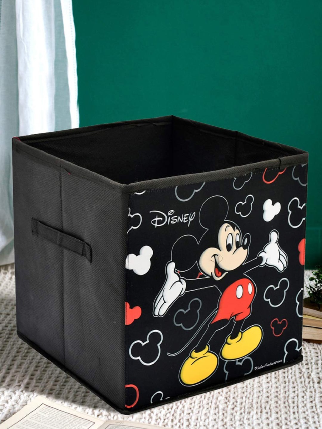 

Kuber Industries Black and Red 2-Pcs Mickey Mouse Printed Foldable Storage Boxes