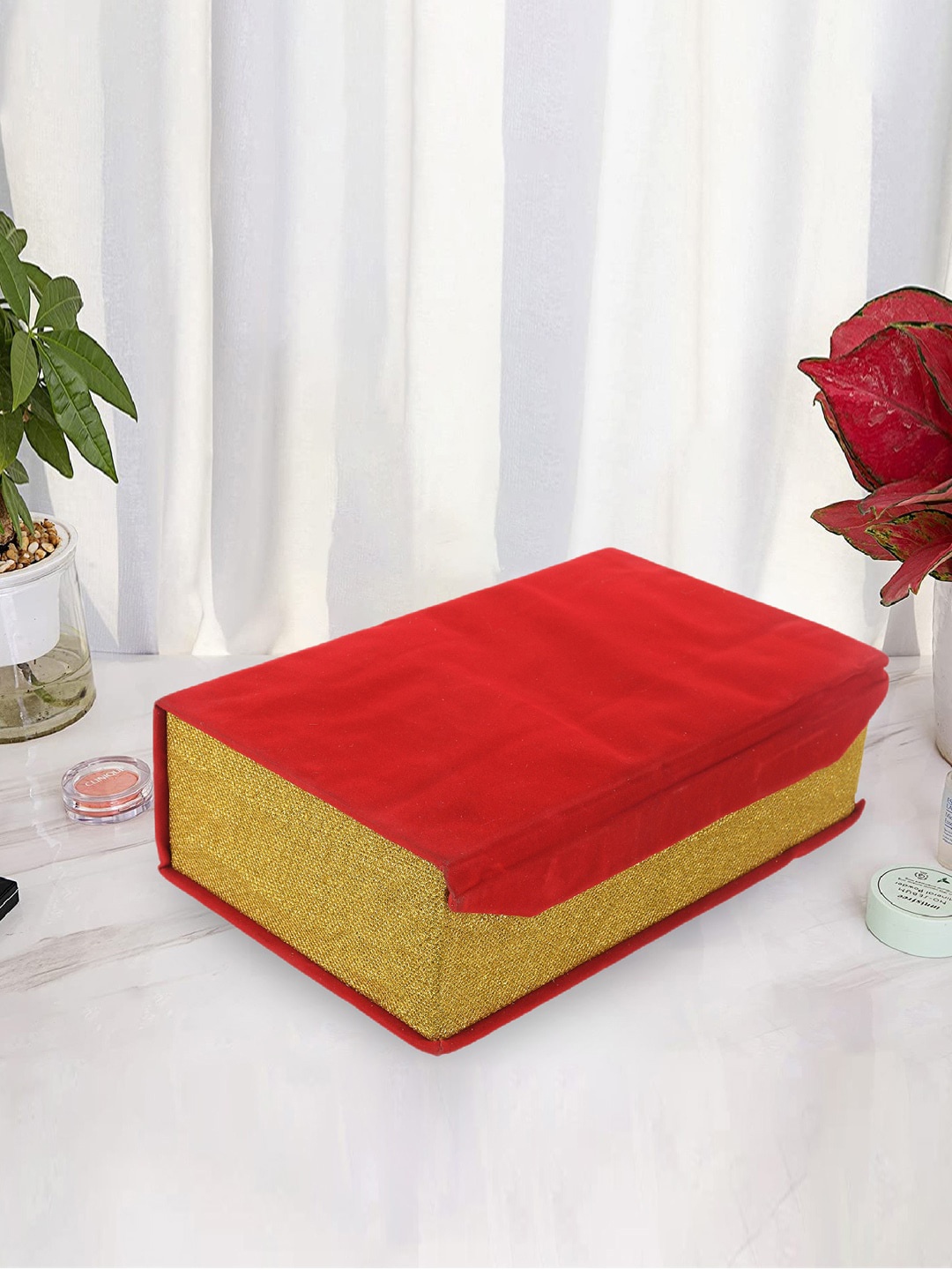 

Kuber Industries Red & Gold-Toned Colourblocked 2 Rod Bangle Box With 2 Magnetic Buckle