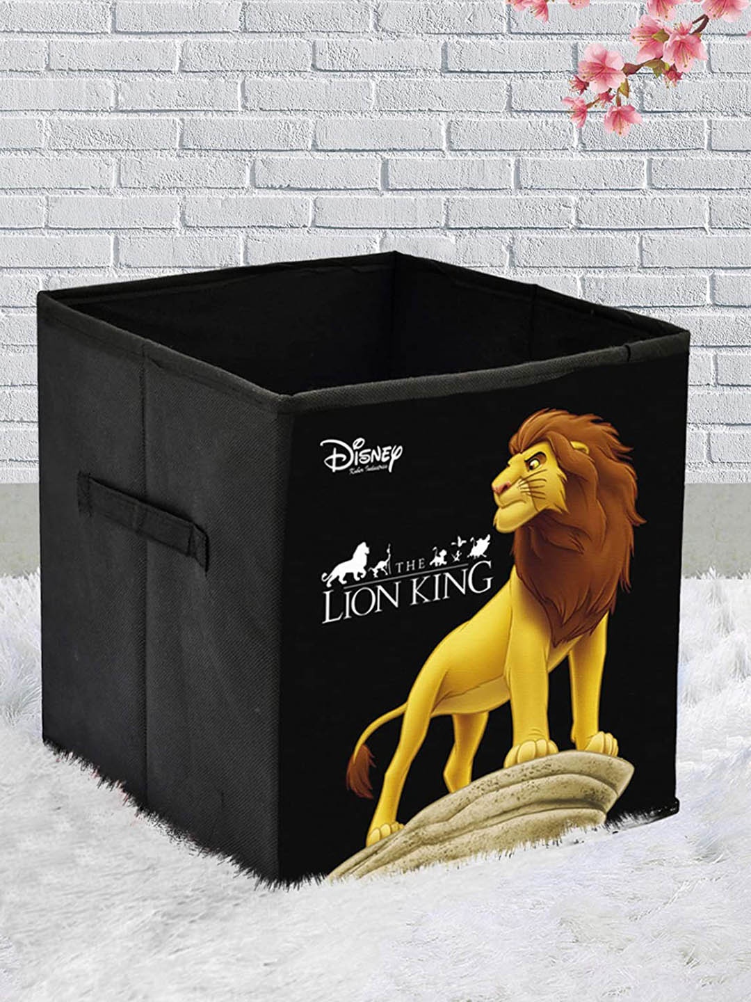 

Kuber Industries Black & Yellow Lion King Printed Foldable Storage Box